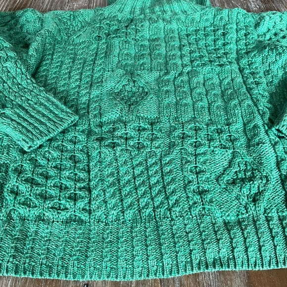 WOMENS ARAN PATCHWORK SWEATER WITH COLO, VIBRANT GREEN, SIZE LARGE - Picture 5 of 10